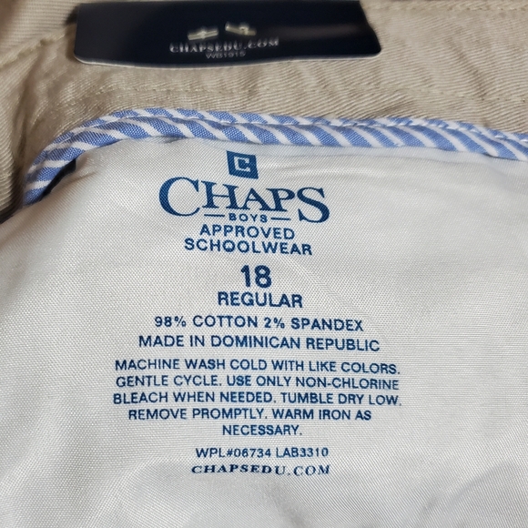 🆕✨Chaps Boys Approved Schoolwear Flat Front Stretch Adjustable Waist Khaki 18Rg - Picture 7 of 9